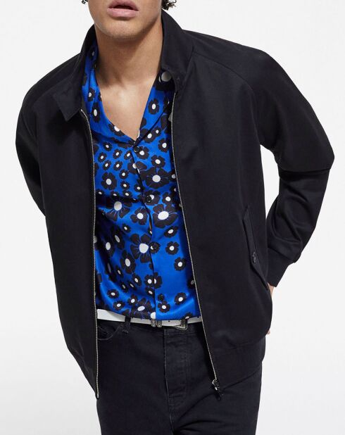 Blouson col officier zip devant noir