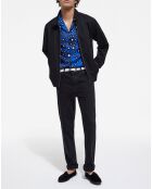 Blouson col officier zip devant noir