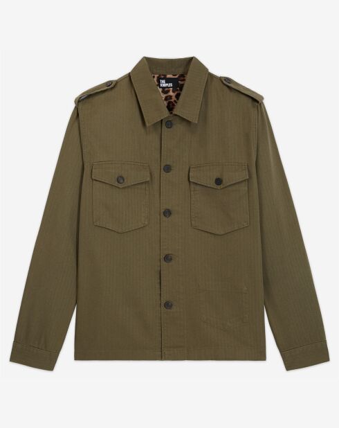 Blouson tissu chevron avec doublure Léopard olive night