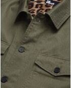 Blouson tissu chevron avec doublure Léopard olive night