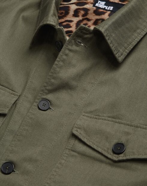 Blouson tissu chevron avec doublure Léopard olive night