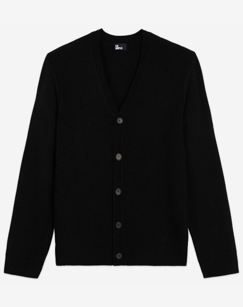 Cardigan 100% Laine avec détails point noir