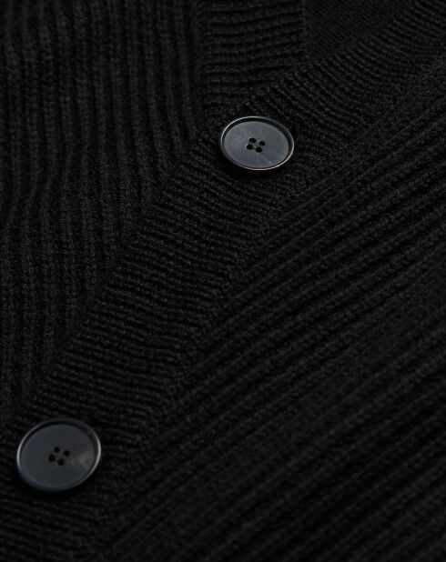 Cardigan 100% Laine avec détails point noir