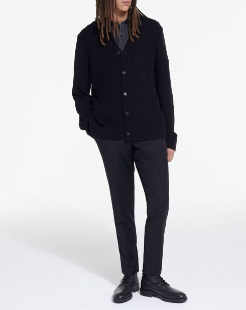 Cardigan 100% Laine avec détails point noir