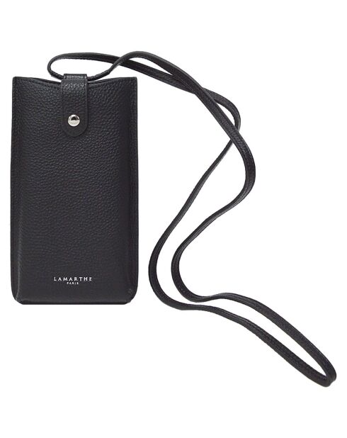 Étui porte-télépone en Cuir Ambre noir - 10.5x19 cm