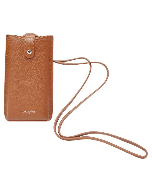 Étui porte-télépone en Cuir Ambre cognac - 10.5x19 cm