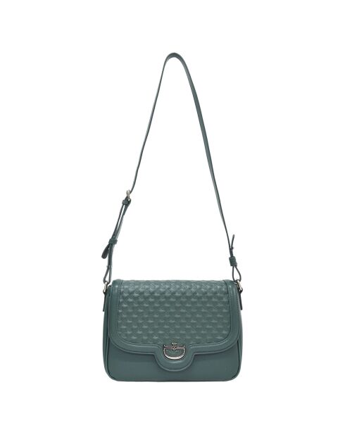 Sac bandoulière en Cuir Séduction vert foncé - 27x21x9 cm