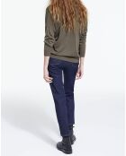 Pull 100% Laine col V en Laine algue