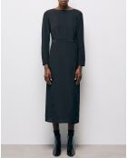 Robe 100% Soie Longue manches longues base Dentelle noire