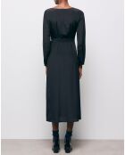 Robe 100% Soie Longue manches longues base Dentelle noire