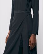 Robe 100% Soie Longue manches longues base Dentelle noire