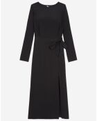 Robe 100% Soie Longue manches longues base Dentelle noire