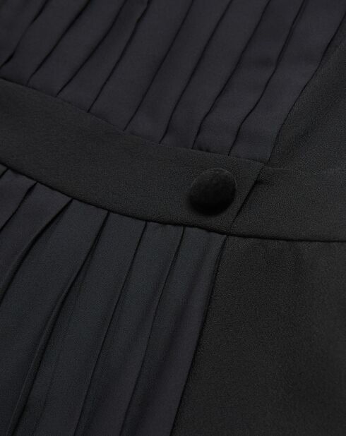 Robe 100% Soie Longue manches longues base Dentelle noire