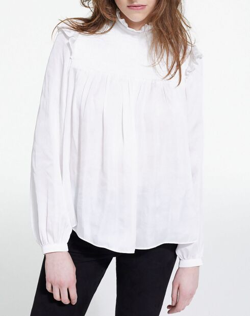 Top manches longues avec col Smock blanc