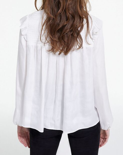 Top manches longues avec col Smock blanc