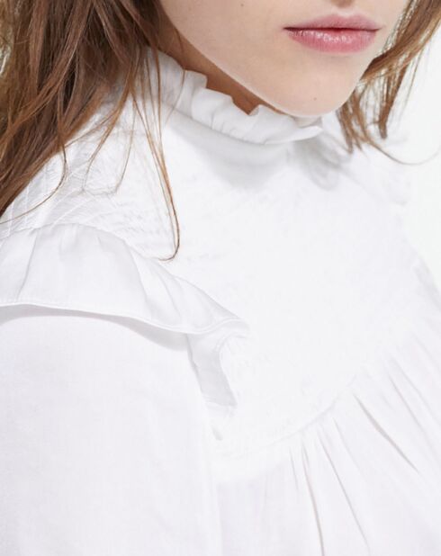 Top manches longues avec col Smock blanc