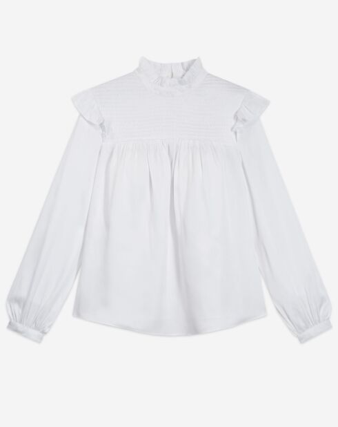 Langarmshirt mit weißem Kittelkragen