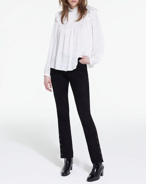 Top manches longues avec col Smock blanc