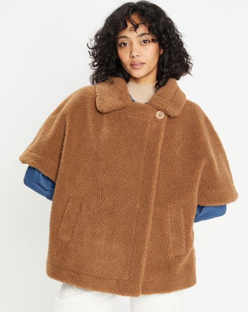 Cape en Fausse Fourrure marron