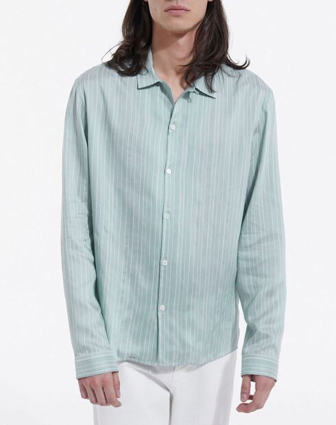 Blauw/groen Wako shirt met lange mouwen