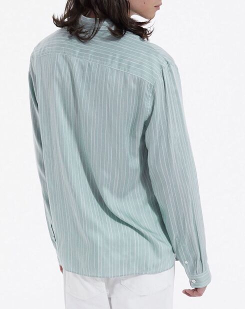 Blauw/groen Wako shirt met lange mouwen