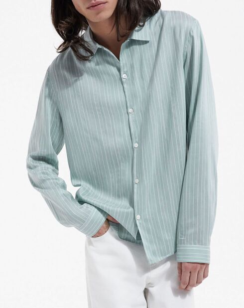 Blauw/groen Wako shirt met lange mouwen