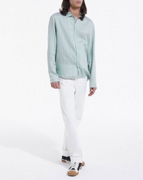 Blauw/groen Wako shirt met lange mouwen