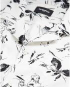 Chemise manches longues imprimée Fleurs col Hawaien blanc/noir