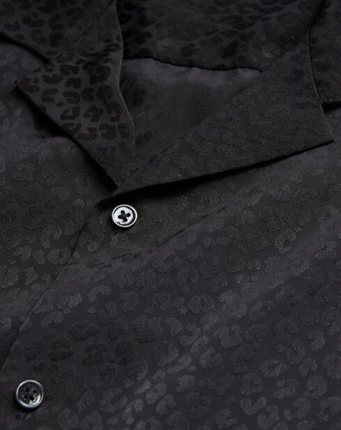 Langärmliges Libellenhemd mit Leo-Jacquard in Schwarz