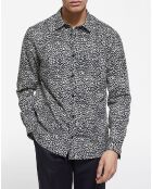 Chemise manches longues Punk Léo noir/blanc