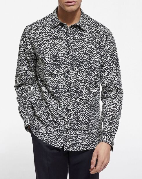 Chemise manches longues Punk Léo noir/blanc