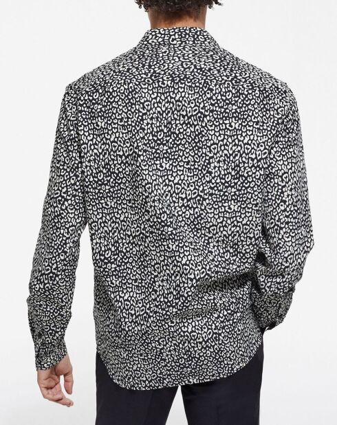 Chemise manches longues Punk Léo noir/blanc