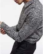 Chemise manches longues Punk Léo noir/blanc