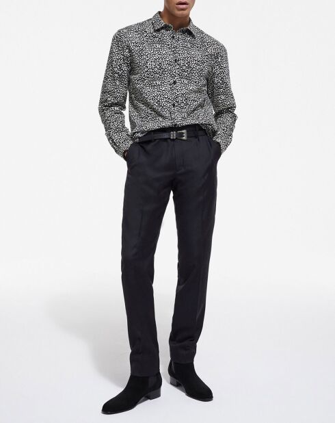 Chemise manches longues Punk Léo noir/blanc