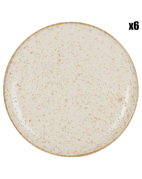 6 Dessertteller mit beigem Rand - D.20,5 cm