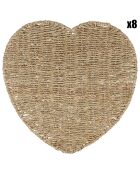 8 Sets de table coeur Borneo naturel  - 37x38 cm