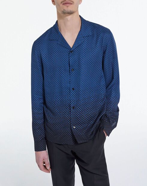 Chemise manches longues bleu ink/jaune canaris