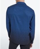 Chemise manches longues bleu ink/jaune canaris