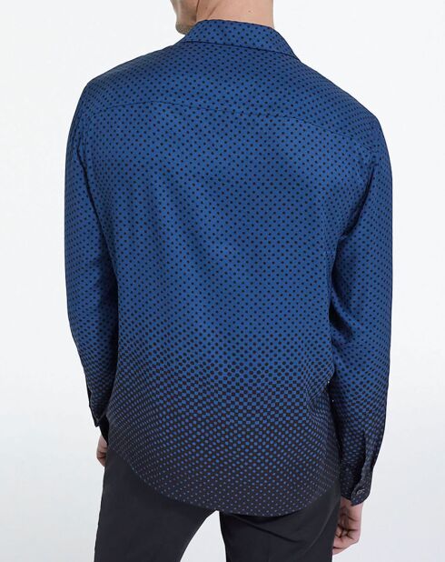 Chemise manches longues bleu ink/jaune canaris