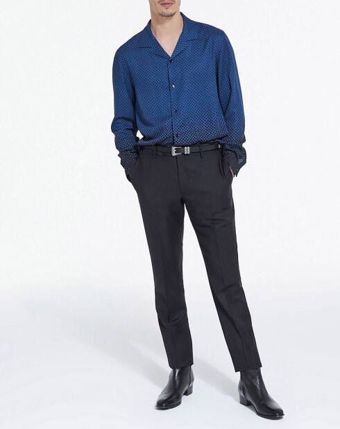Chemise manches longues bleu ink/jaune canaris