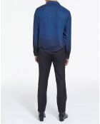 Chemise manches longues bleu ink/jaune canaris