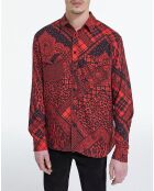 Chemise manches longues noir/rouge
