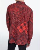 Chemise manches longues noir/rouge