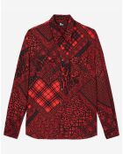Chemise manches longues noir/rouge