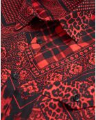 Chemise manches longues noir/rouge