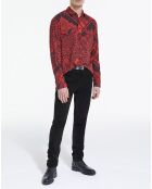 Chemise manches longues noir/rouge