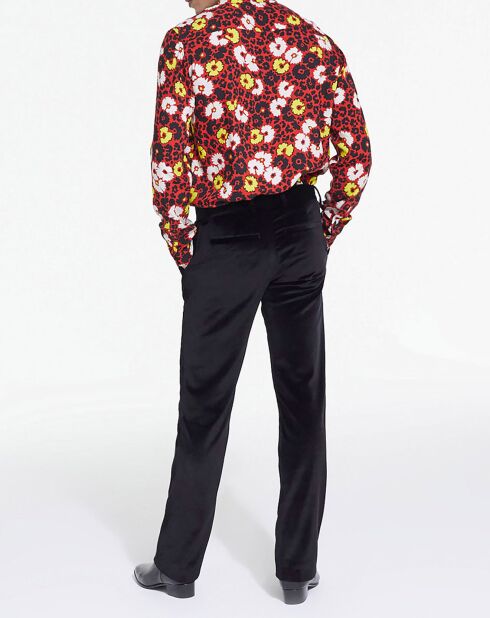 Chemise manches longues fleurie multicolore/rouge