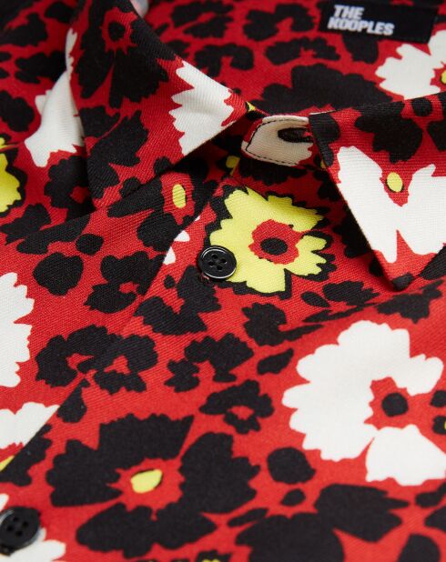 Chemise manches longues fleurie multicolore/rouge