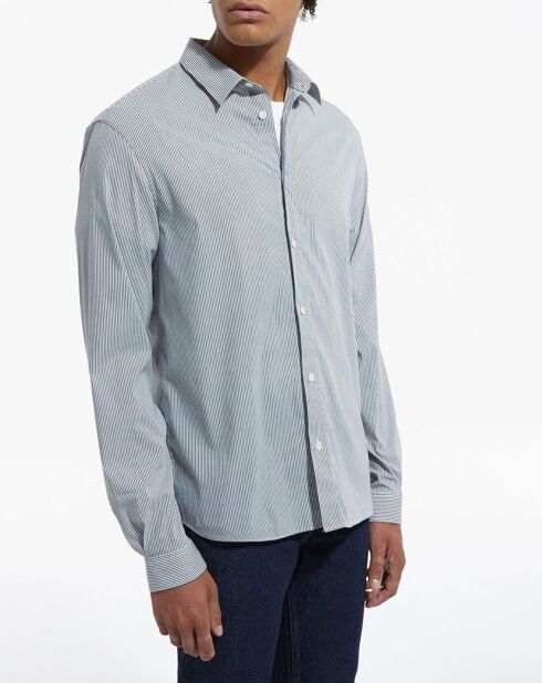 Chemise Slim decintrée rayée gris/blanc