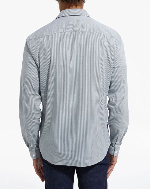 Chemise Slim decintrée rayée gris/blanc